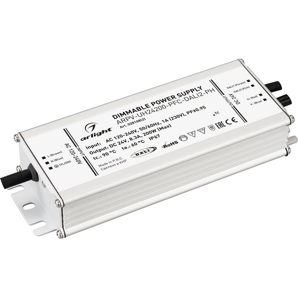 

Блок питания ARPV-UH24200-PFC-DALI2-PH (24V, 8.3A, 200W) (Arlight, IP67 Металл) 028108(2), ARPV-UH 028108(2)
