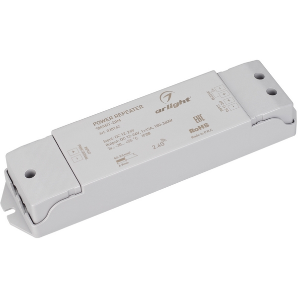 

Усилитель SMART-DIM (12-24V, 1x15A) (Arlight, IP20 Пластик, 5 лет) 028142, Белый, 028142