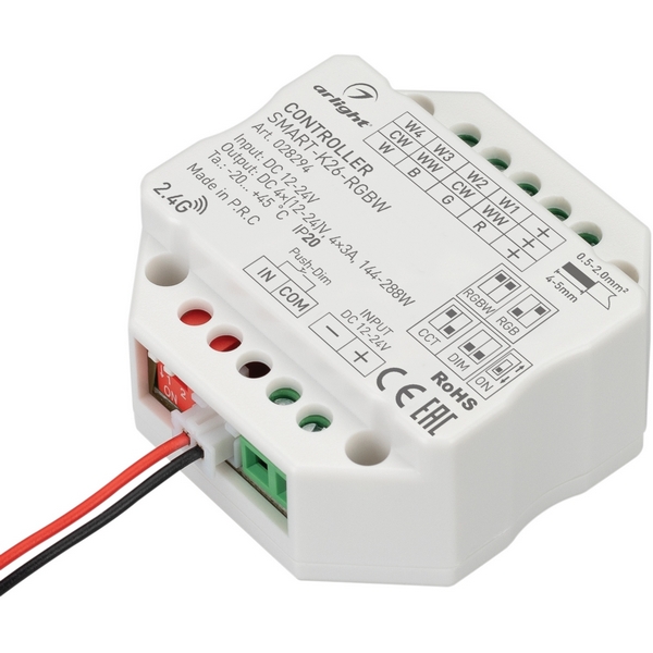 

Контроллер SMART-K26-RGBW (12-24V, 4x3A, 2.4G) (Arlight, IP20 Пластик, 5 лет) 028294, Белый, 028294