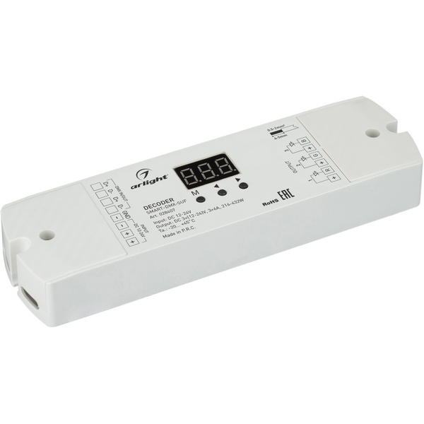 

Декодер SMART-DMX-SUF (12-24V, 3x6A) (Arlight, IP20 Пластик, 5 лет) 028407, Белый, 028407
