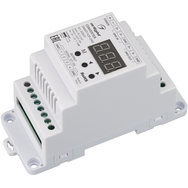 

Конвертер SMART-K39-DMX (12-24V, 0/1-10V, DIN) (Arlight, Металл) 028412, Белый, 028412