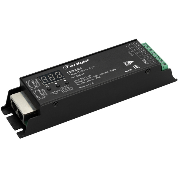 

Декодер SMART-DMX-SUF (12-36V, 4x8A, RJ45) (Arlight, IP20 Металл, 5 лет) 028444, Черный, 028444