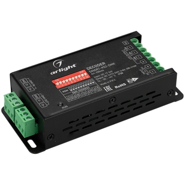 

Декодер SMART-K52-DMX (12-24V, 3x8A) (Arlight, IP20 Металл, 5 лет) 028446, Черный, 028446