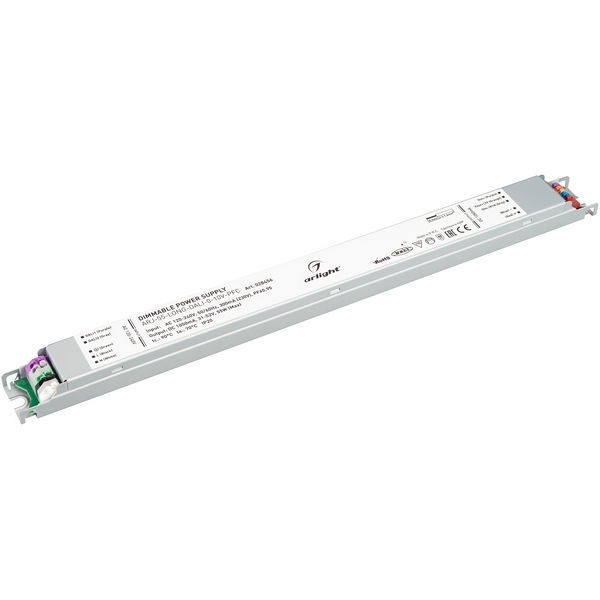 

Блок питания ARJ-55-LONG-DALI-0-10V-PFC (55W, 1050mA) (IP20 Металл) Arlight ARJ 028456, Белый, ARJ 28456