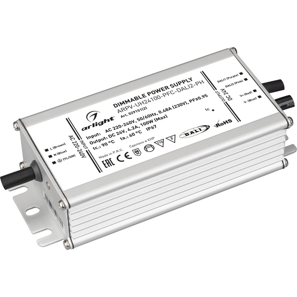 

Блок питания ARPV-UH24100-PFC-DALI2-PH (24V, 4.2A, 100W) (Arlight, IP67 Металл, 7 лет) 029151(2), ARPV-UH 029151(2)