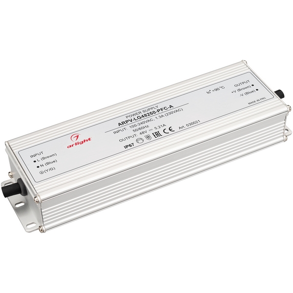 

Блок питания ARPV-LG48250-PFC-A (48V, 5.21A, 250W) (Arlight, IP67 Металл, 5 лет) 030021, Серый, ARPV-LG 030021