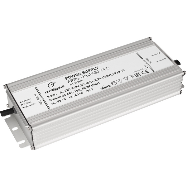 

Блок питания ARPV-UH48480-PFC (48V, 10A, 480W) (Arlight, IP67 Металл) 031035, Серый, ARPV-UH 031035