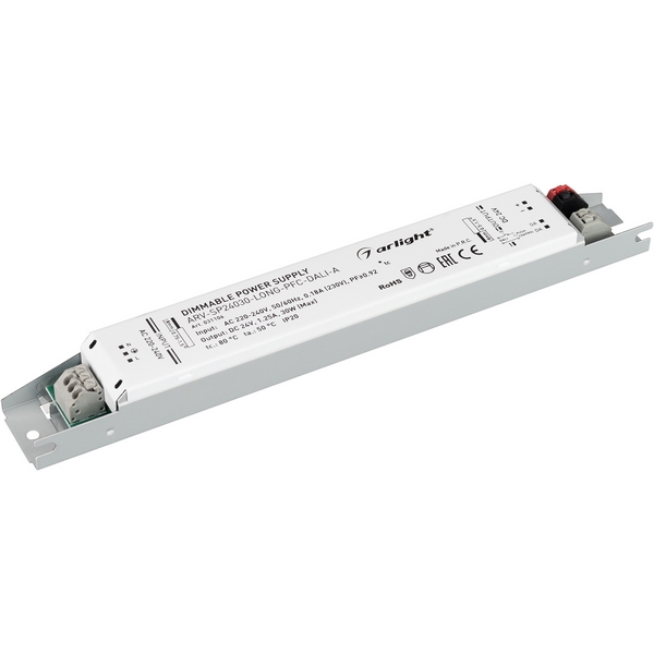 

Блок питания ARV-SP24030-LONG-PFC-DALI-A (24V, 1.25A, 30W) (IP20 Металл) Arlight ARV 031106, Алюминий, ARV 031106