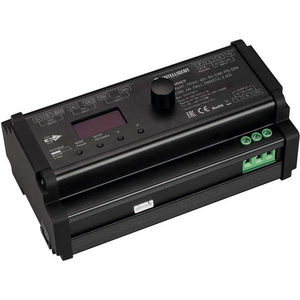 Изображение товара INTELLIGENT ARLIGHT Диммер SMART-TRIAC-601-82-DIM-PD-DIN Black (230V, 6А, DALI, DMX512, 2.4G) (IARL, IP20 Пластик) 031113(1)
