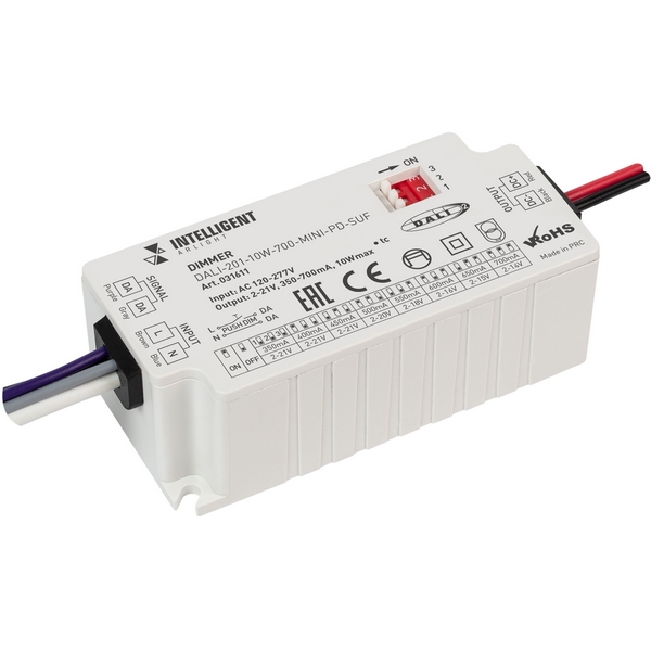 

INTELLIGENT Диммер DALI-201-10W-700-MINI-PD-SUF (230V, 350-700mА) (IARL, IP20 Пластик, 5 лет) 031611 Arlight, 031611