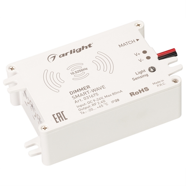 

Диммер SMART-WAVE (9-24V, 2.4G) (Arlight, IP20 Пластик, 5 лет) 031675, Белый, 031675