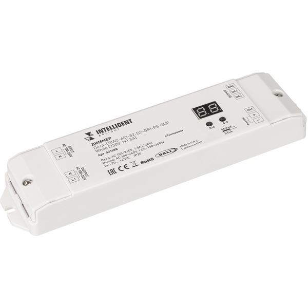 Изображение товара INTELLIGENT ARLIGHT Диммер DALI-TRIAC-601-82-D2-DRI-PS-SUF White (230V, 1x1.5A) (IARL, IP20 Пластик) 031688 Изображение товара INTELLIGENT ARLIGHT Диммер DALI-TRIAC-601-82-D2-DRI-PS-SUF White (230V, 1x1.5A) (IARL, IP20 Пластик) 031688
