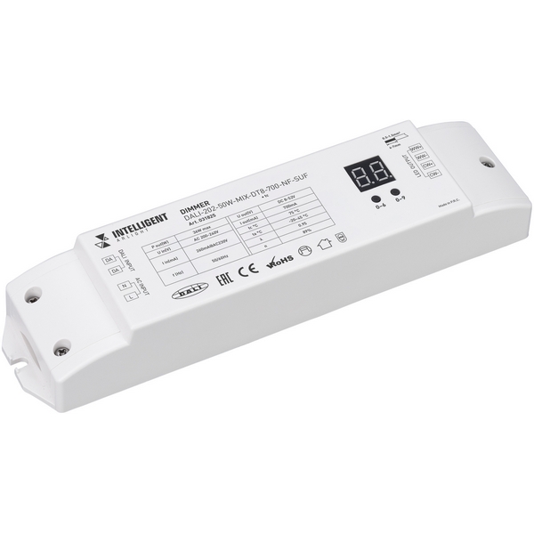 

INTELLIGENT Диммер DALI-202-36W-MIX-DT8-700-NF-SUF (230V, 700mА) (IARL, Пластик) 031825 Arlight (1 шт.), 031825