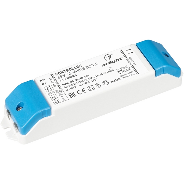 

Контроллер плавного включения SPV-SS-48018 DC/DC (12-48V, 18A) (Arlight, IP20 Пластик, 5 лет) 032555(1), 032555(1)