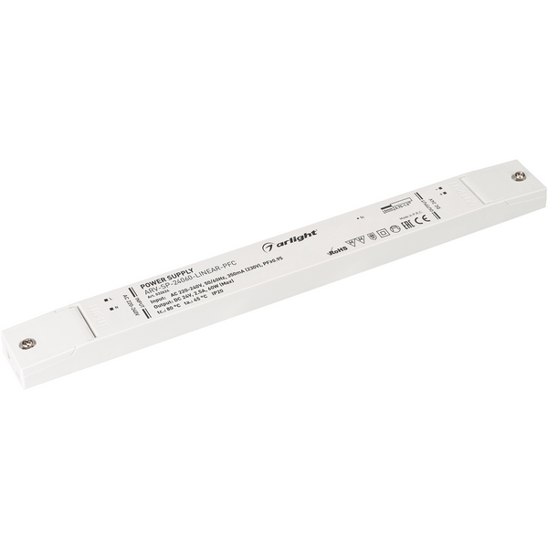 

Блок питания ARV-SP-24060-LINEAR-PFC (24V, 2.5A, 60W) (Arlight, IP20 Пластик, 5 лет) 032624, Белый, ARV-SP 032624