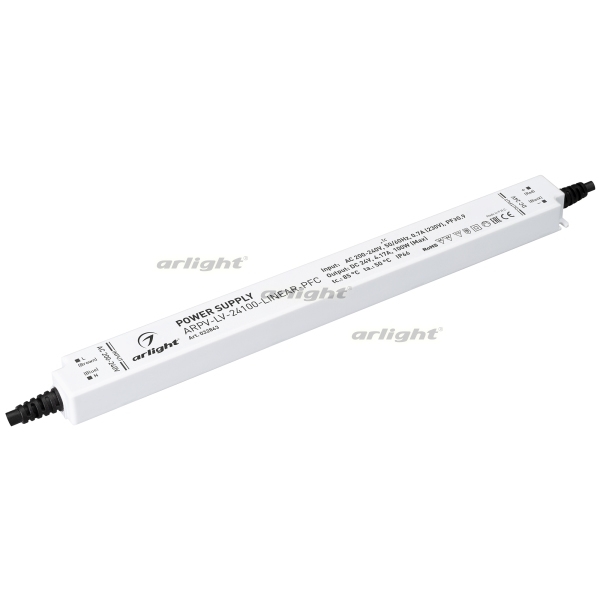 

Блок питания ARPV-LV-24100-LINEAR-PFC (24V, 4.17A, 100W) (IP66 Пластик) 032843 (Arlight), Белый, 32843