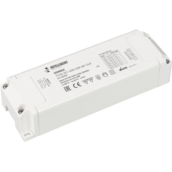 

INTELLIGENT Диммер TUYA-201-40W-DIM-WF-SUF (230V, 433MHz, 700-1200mA) (IARL, -) 032921 Arlight, 032921