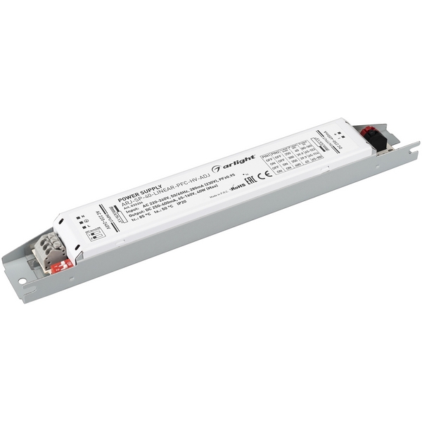 

Блок питания ARJ-SP-40-LINEAR-PFC-HV-ADJ (40W, 250-400mA) (Arlight, IP20 Металл, 5 лет) 033334, Белый, ARJ 033334