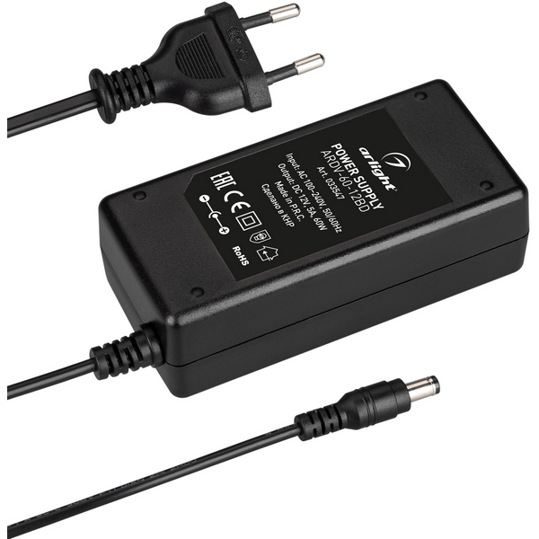 

Блок питания ARDV-60-12BD (12V, 5A, 60W) (Arlight, Адаптер, 3 года) 033547, 033547