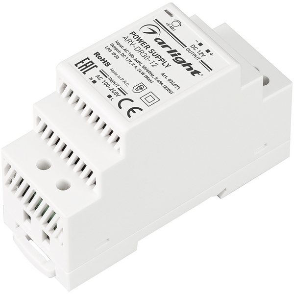 

Блок питания ARV-DR30-12 (12V, 2A, 24W) (Arlight, IP20 DIN-рейка) 034671, ARV 034671
