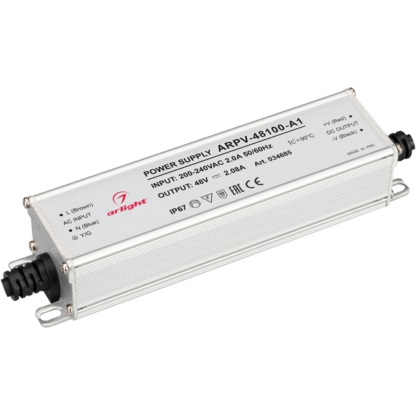 

Блок питания ARPV-48100-A1 (48V, 2.08A, 100W) (Arlight, IP67 Металл, 3 года) 034685, ARPV 034685