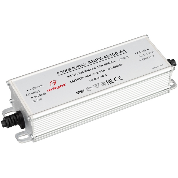 

Блок питания ARPV-48150-A1 (48V, 3.13А, 150W) (Arlight, IP67 Металл, 3 года) 034689, ARPV 034689