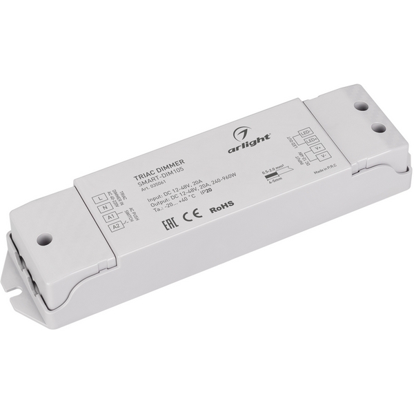 

Диммер SMART-DIM105 (12-48V, 20A, TRIAC) (Arlight, IP20 Пластик, 5 лет) 035061, 035061