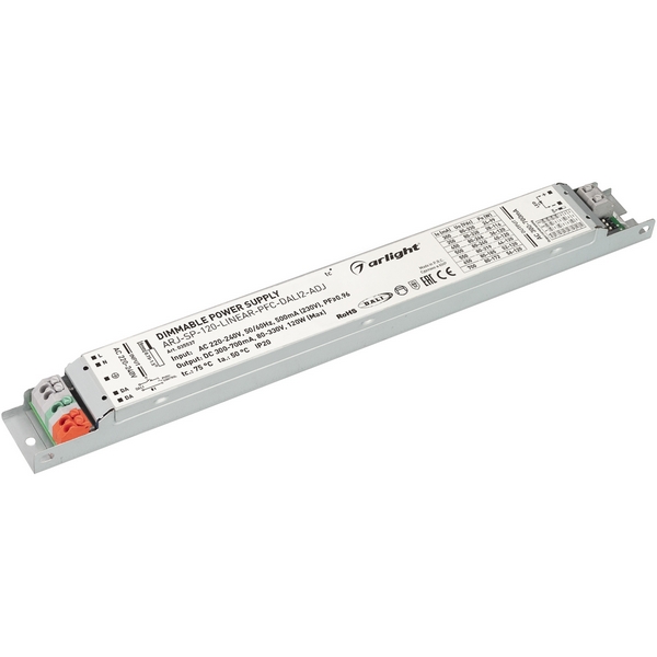 

Блок питания ARJ-SP-120-LINEAR-PFC-DALI2-ADJ (120W, 80-330V, 0.3-0.7A) (Arlight, IP20 Металл, 5 лет) 035537, ARJ 035537