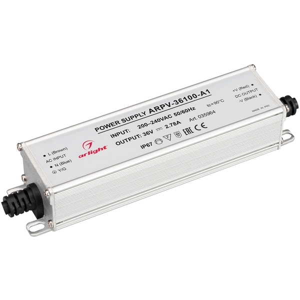 

Блок питания ARPV-36100-A1 (36V, 2.78A, 100W) (Arlight, IP67 Металл, 3 года) 035964, ARPV 035964