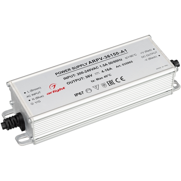 

Блок питания ARPV-36150-A1 (36V, 4.16A, 150W) (Arlight, IP67 Металл) 035965, ARPV 035965