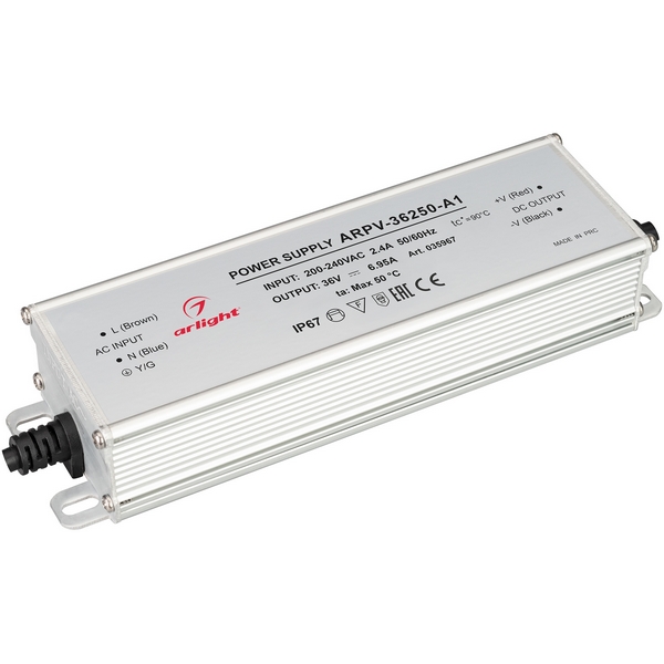 

Блок питания ARPV-36250-A1 (36V, 6.95A, 250W) (Arlight, IP67 Металл) 035967, ARPV 035967