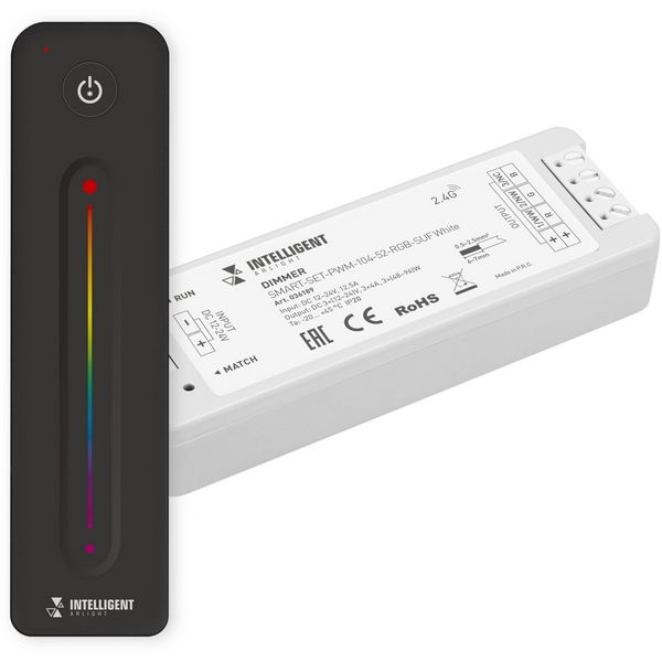 

INTELLIGENT Диммер SMART-SET-PWM-104-52-RGB-SUF White (12-24V, 3x4A, ПДУ LINE, 2.4G) (IARL, IP20 Пластик, 5 лет) 036189 Arlight, 036189