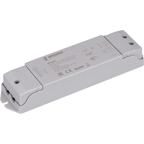 

INTELLIGENT ARLIGHT Диммер SMART-PWM-102-72-CDW-SUF (12-36V, 2x5A, TUYA BLE, 2.4G) (IARL, IP20 Пластик, 5 лет) 038183 Arlight, Белый, 038183