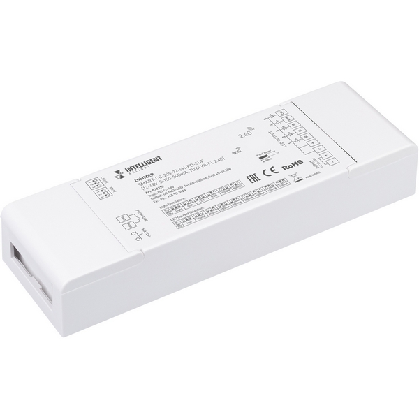 

INTELLIGENT ARLIGHT Диммер SMART-CC-205-72-SH-PD-SUF (12-48V, 5x150-500mA, TUYA Wi-Fi, 2.4G) (IARL, IP20 Пластик, 5 лет) 038210 Arlight, 038210