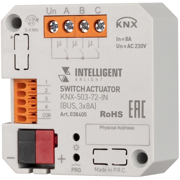 

INTELLIGENT Релейный модуль KNX-503-72-IN (BUS, 3x8A) (IARL, IP20 Пластик, 3 года) 038405 Arlight, 038405