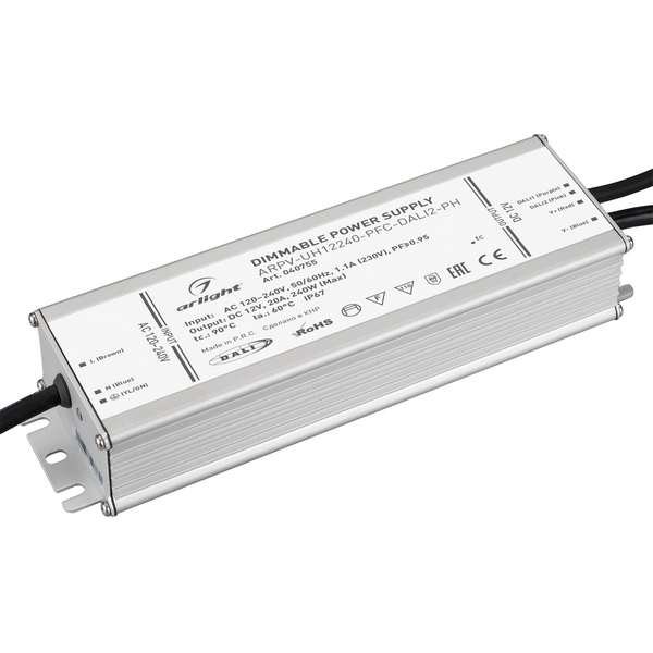 

Блок питания ARPV-UH12240-PFC-DALI2-PH (12V, 20A, 240W) (Arlight, IP67 Металл, 7 лет) 040755, ARPV-UH 040755