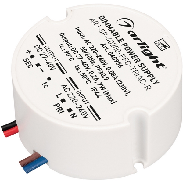 

Блок питания ARJ-SP-40200-PFC-TRIAC-R (7W, 27-40V, 200mA) (Arlight, IP44 Пластик, 5 лет) 040956, ARJ 040956