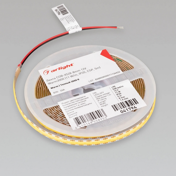 Изображение товара Светодиодная лента COB-X528-8mm 12V Warm3000 5м Arlight
