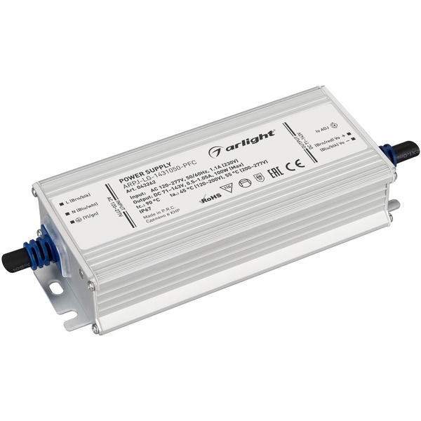 

Блок питания ARPJ-LG-1431050-PFC (100W, 71-143V, 0.5-1.05A) (Arlight, IP67 Металл, 5 лет) 043262, ARPJ 043262