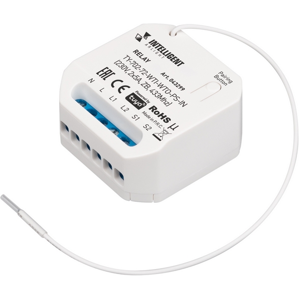 

INTELLIGENT ARLIGHT Релейный модуль TY-702-72-WTI-WTO-PS-IN (230V, 2x5A, ZB, 433Mhz) (IARL, IP20 Пластик) 043299 Arlight, 043299