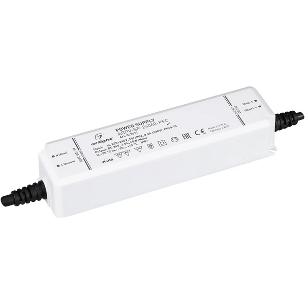 

Блок питания ARPV-SP-24060-PFC (24V, 2.5A, 60W) (Arlight, IP67 Пластик, 5 лет) 043671, ARPV 043671