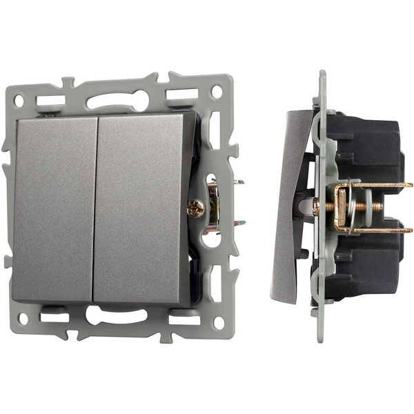 

Механизм выключателя двухклавишный непроходной SWT-MK02-PL-GR (250V, 16A) (Arlight) 043726, Серый, 043726