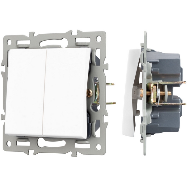 

Механизм выключателя двухклавишный проходной SWT-MKP2-PL-WH (250V, 16A) (Arlight) 043727, Белый, 043727