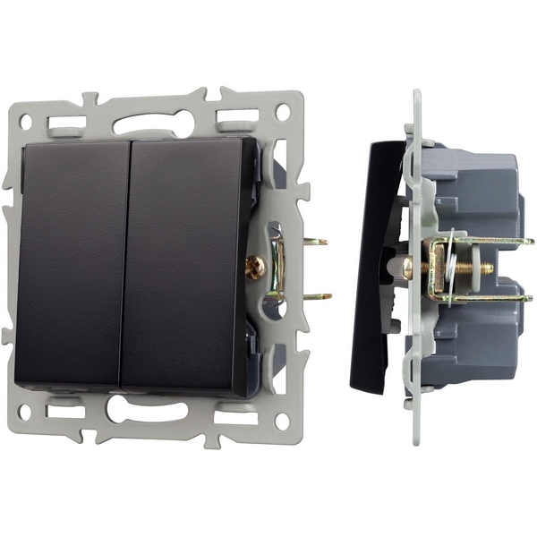 

Механизм выключателя двухклавишный проходной SWT-MKP2-PL-BK (250V, 16A) (Arlight) 043728, Черный, 043728