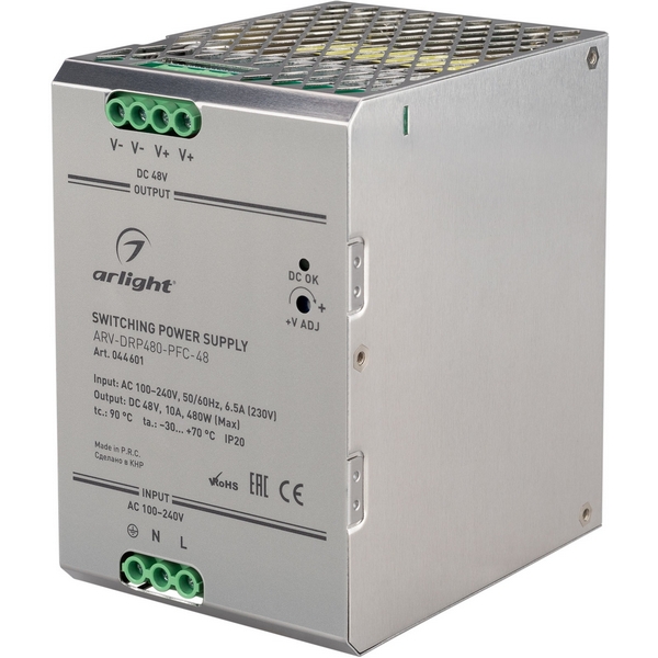 

Блок питания ARV-DRP480-PFC-48 (48V, 10A, 480W) (Arlight, IP20 Металл, 5 лет) 044601, ARV 044601