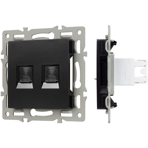 

Механизм компьютерной розетки двойной SCT-MPC2-PL-BK (RJ-45, CAT6) (Arlight) 045337, Черный, 045337