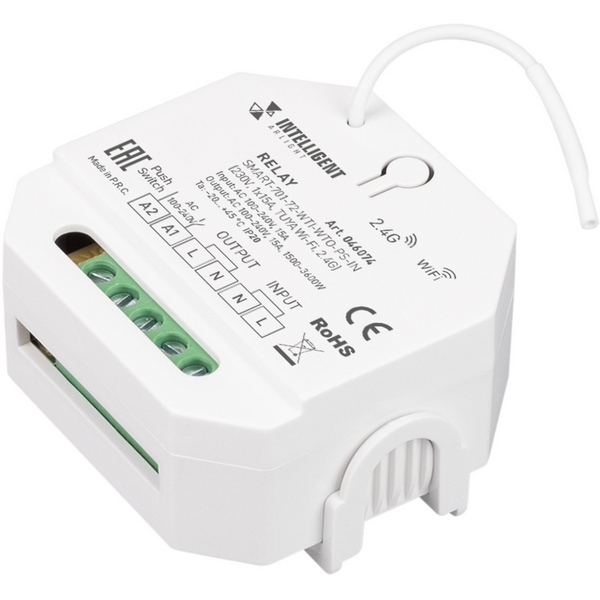 

INTELLIGENT ARLIGHT Релейный модуль SMART-701-72-WTI-WTO-PS-IN (230V, 1x15A, TUYA Wi-Fi, 2.4G) (IARL, IP20 Пластик, 5 лет) 046074 Arlight, 046074