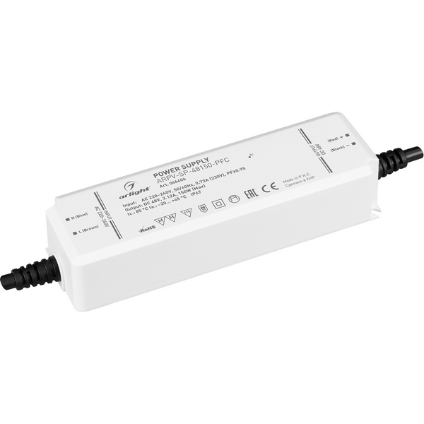 

Блок питания ARPV-SP-48150-PFC (48V, 3.12A, 150W) (Arlight, IP67 Пластик, 5 лет) 046406, ARPV 046406