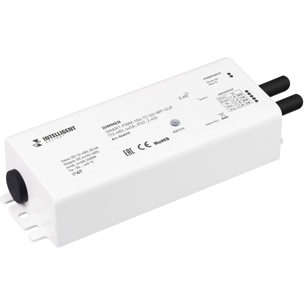

INTELLIGENT ARLIGHT Диммер SMART-PWM-104-72-SH-WP-SUF (12-48V, 4x5A, IP67, 2.4G) (IARL, IP67 Пластик, 5 лет) 046519 Arlight, 046519