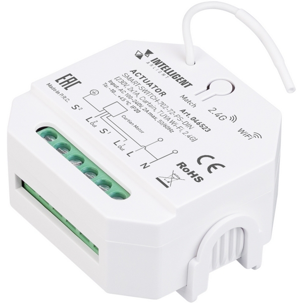 

INTELLIGENT ARLIGHT Актуатор SMART-SWITCH-702-72-PS-DIN (230V, 2x1A, Curtain, TUYA Wi-Fi, 2.4G) (IARL, IP20 Пластик) 046523 Arlight, Smart 046523